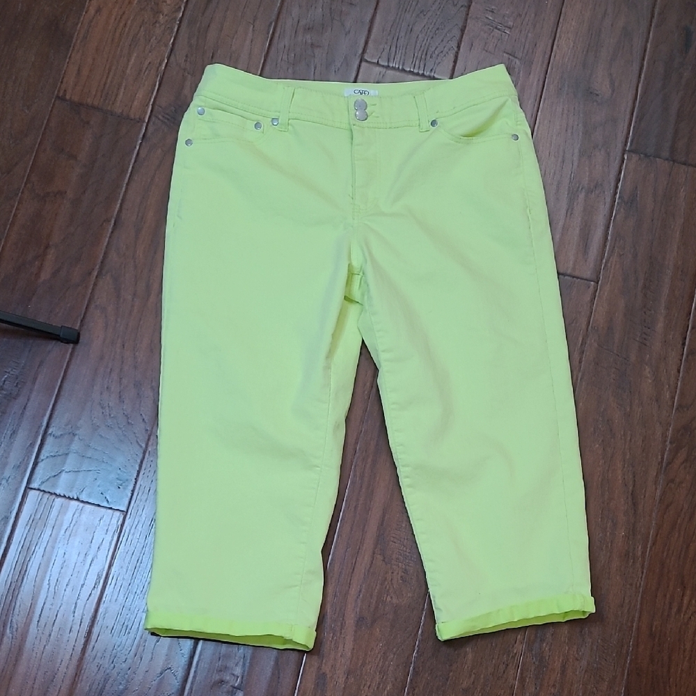 Cato Neon Greenish Yellow Cropped Jeans size 14 - Picture 1 of 8